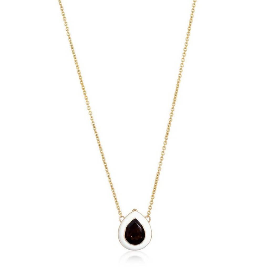 Smoky Topaz Diamond 14k (Or 18k Upon Request) Yellow Gold Pendant Necklace
